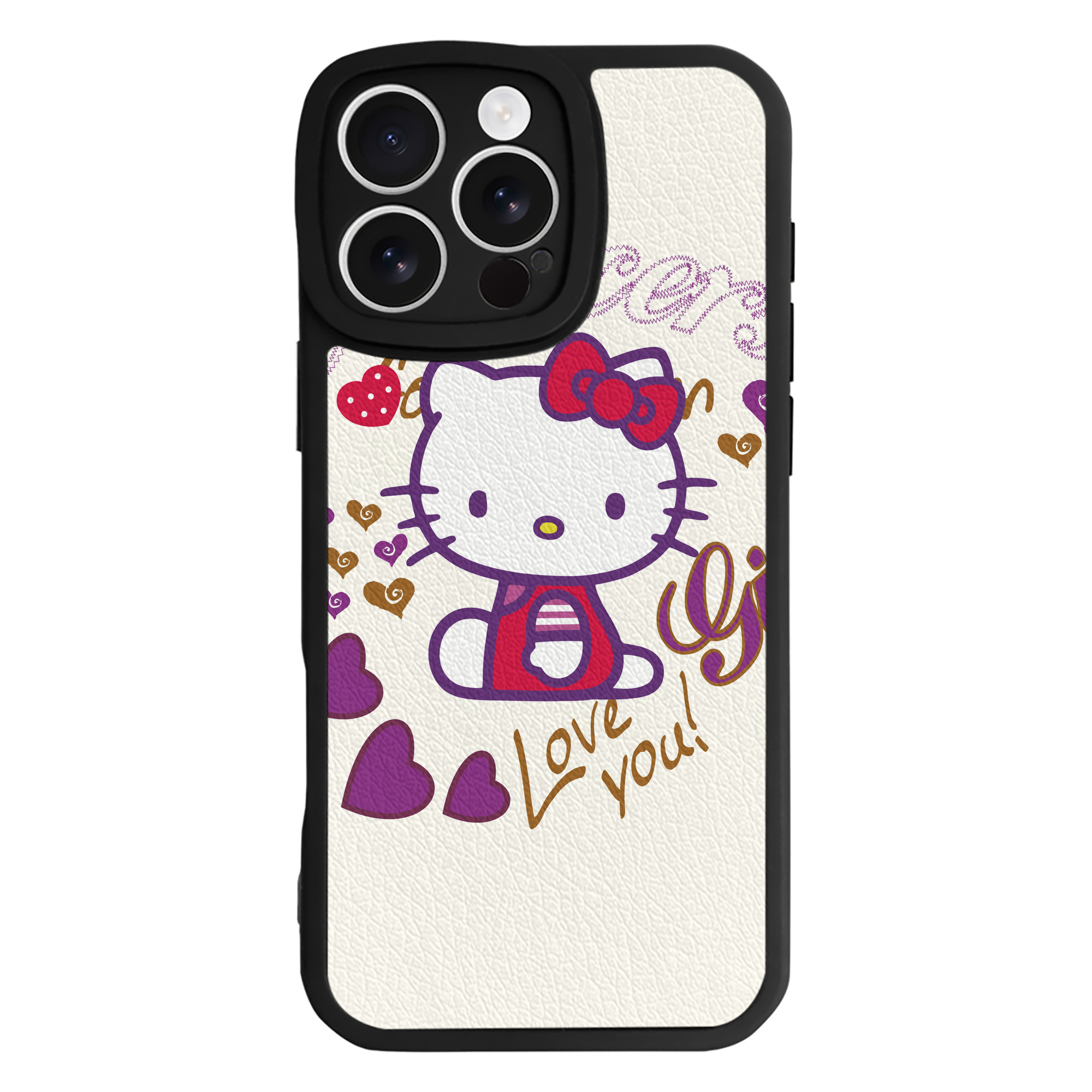 （画像用） Hello Kitty ハローキティ 【iPhone 16シリーズ対応】シリコンスマホケース（レザー調） 材質：シリコン